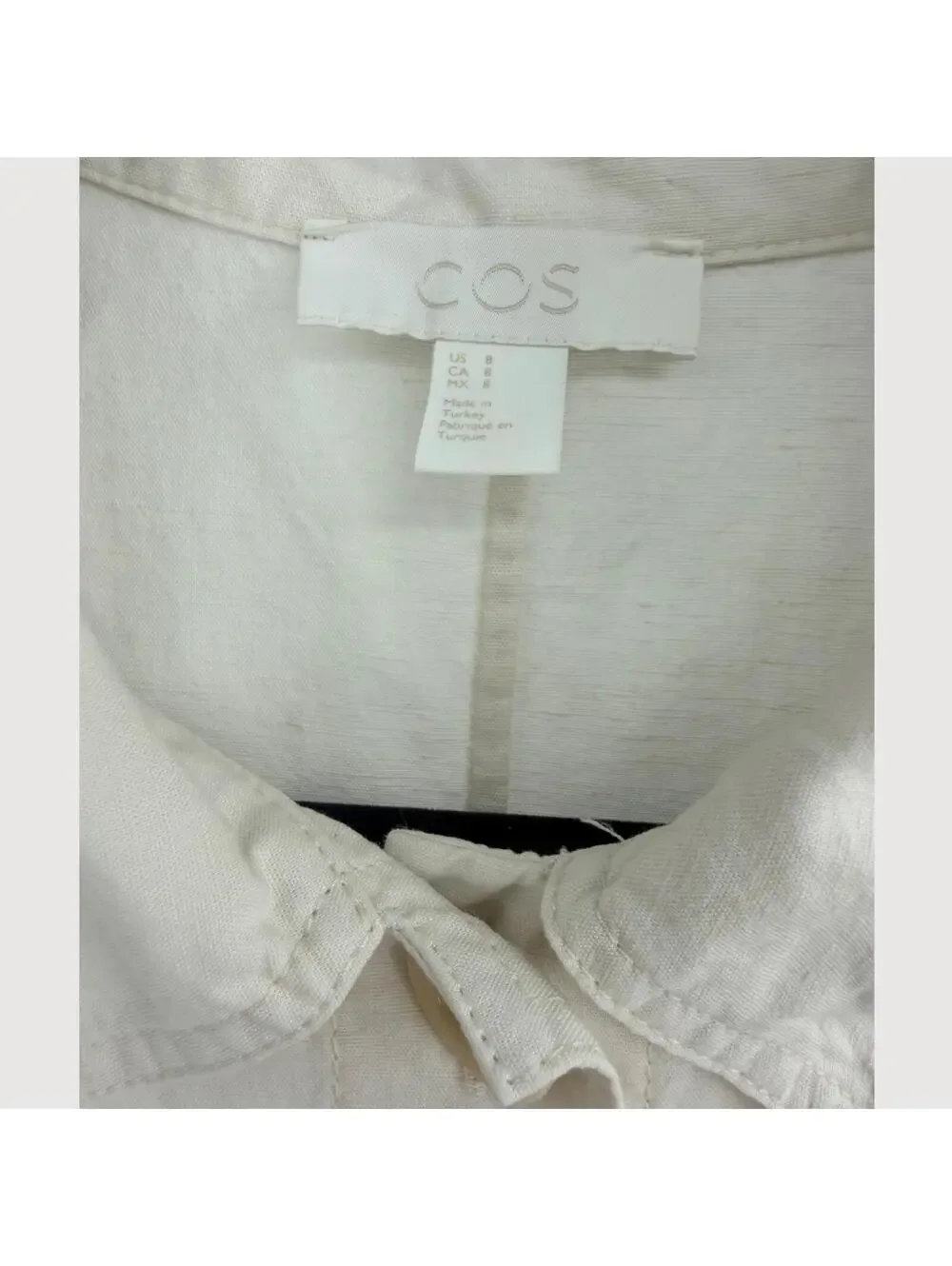 COS Linen Blend Wide Leg Utility Jumpsuit Cream 8